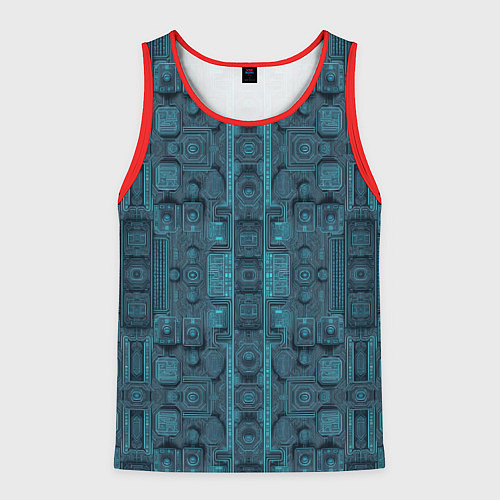 Мужская майка без рукавов Паттерн микросхема / 3D-Красный – фото 1