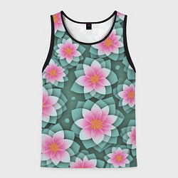 Майка-безрукавка мужская Цветы с оптическим эффектом, цвет: 3D-черный