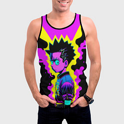 Майка-безрукавка мужская Неоновый Барт Симпсон - поп-арт, цвет: 3D-черный — фото 2