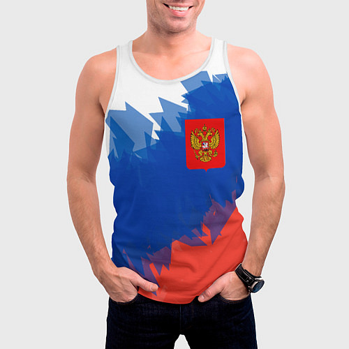 Мужская майка без рукавов Я патриот России / 3D-Белый – фото 3