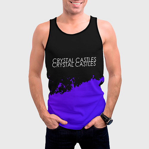 Мужская майка без рукавов Crystal Castles purple grunge / 3D-Черный – фото 3