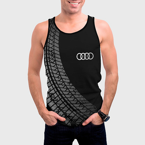 Мужская майка без рукавов Audi tire tracks / 3D-Черный – фото 3
