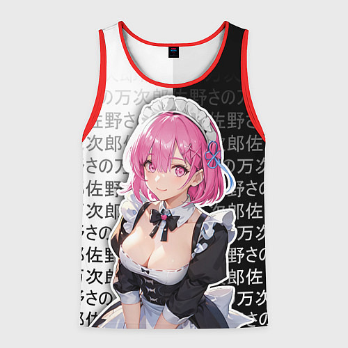 Мужская майка без рукавов Рам - аниме ре зеро / 3D-Красный – фото 1