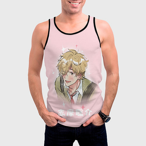 Мужская майка без рукавов Sousuke Shima - Skip and Loafer / 3D-Черный – фото 3