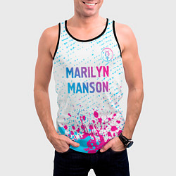 Майка-безрукавка мужская Marilyn Manson neon gradient style: символ сверху, цвет: 3D-черный — фото 2