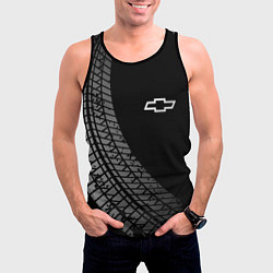 Майка-безрукавка мужская Chevrolet tire tracks, цвет: 3D-черный — фото 2