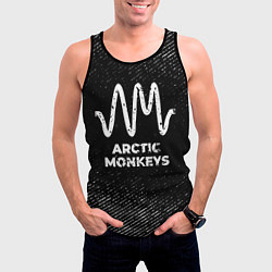Майка-безрукавка мужская Arctic Monkeys с потертостями на темном фоне, цвет: 3D-черный — фото 2