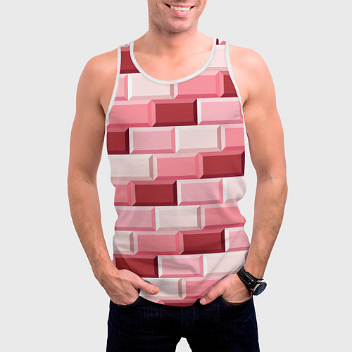 Мужская майка без рукавов Красные кирпичи / 3D-Белый – фото 3