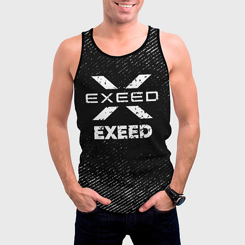 Мужская майка без рукавов Exeed с потертостями на темном фоне / 3D-Черный – фото 3