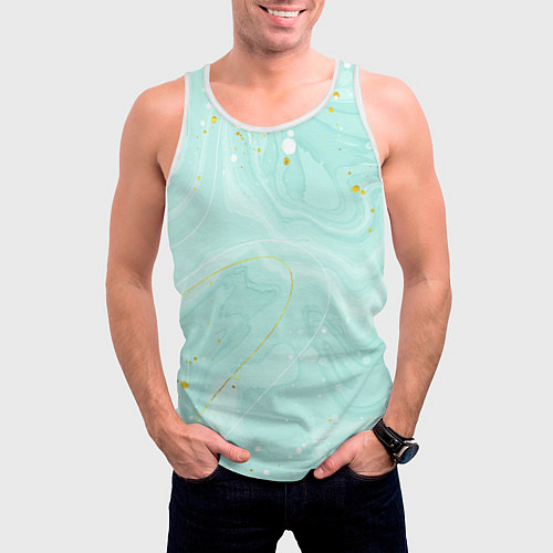 Мужская майка без рукавов Акварельный голубой фон / 3D-Белый – фото 3