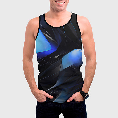 Мужская майка без рукавов Black blue elements / 3D-Черный – фото 3