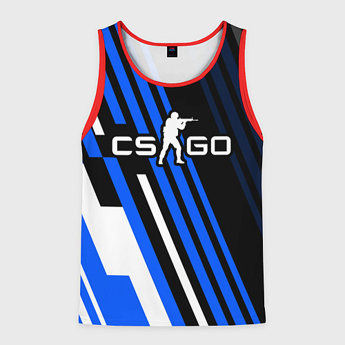 Мужская майка без рукавов Кс го - синий вулкан / 3D-Красный – фото 1