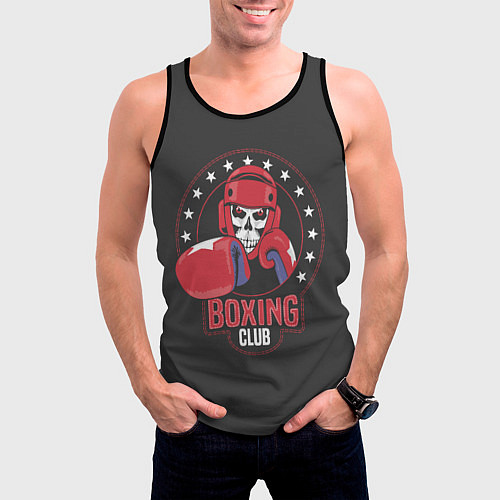 Мужская майка без рукавов Boxing club - боксёр / 3D-Черный – фото 3