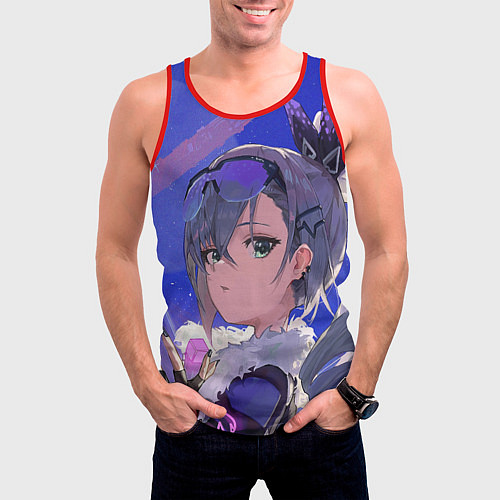 Мужская майка без рукавов Хонкай Стар Рейл: Серебряный Волк / 3D-Красный – фото 3