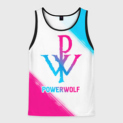 Майка-безрукавка мужская Powerwolf neon gradient style, цвет: 3D-черный