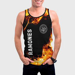 Майка-безрукавка мужская Ramones и пылающий огонь, цвет: 3D-черный — фото 2