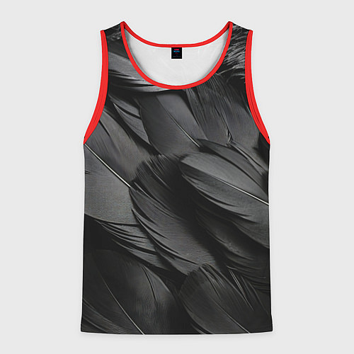 Мужская майка без рукавов Черные перья ворона / 3D-Красный – фото 1