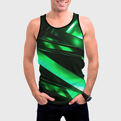 Майка-безрукавка мужская Зеленая неоновая абстракция, цвет: 3D-черный — фото 2