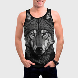 Майка-безрукавка мужская Спокойный уверенный волк, цвет: 3D-черный — фото 2