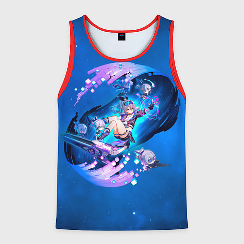 Мужская майка без рукавов Хонкай Стар Рейл: Серебряный Волк / 3D-Красный – фото 1