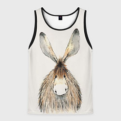 Майка-безрукавка мужская Ушастый ослик, цвет: 3D-черный