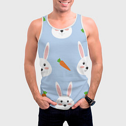 Майка-безрукавка мужская Зайчики и морковки, цвет: 3D-белый — фото 2