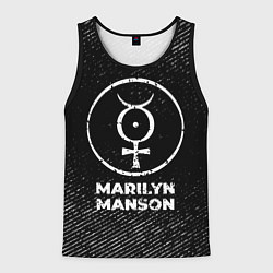 Майка-безрукавка мужская Marilyn Manson с потертостями на темном фоне, цвет: 3D-черный