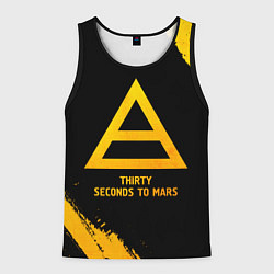 Майка-безрукавка мужская Thirty Seconds to Mars - gold gradient, цвет: 3D-черный