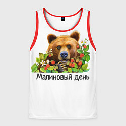 Майка-безрукавка мужская Медведь Малиновый день, цвет: 3D-красный