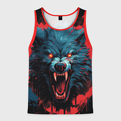 Майка-безрукавка мужская Wolf black red, цвет: 3D-красный