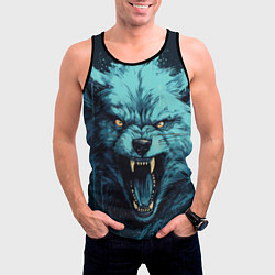 Майка-безрукавка мужская Синий волк арт, цвет: 3D-черный — фото 2
