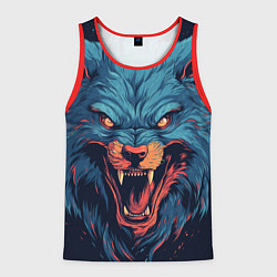 Майка-безрукавка мужская Art blue wolf, цвет: 3D-красный
