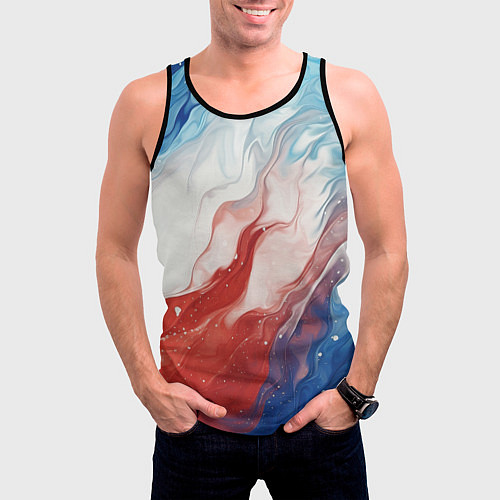 Мужская майка без рукавов Белый синий красный / 3D-Черный – фото 3