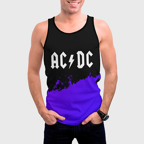 Мужская майка без рукавов AC DC purple grunge / 3D-Черный – фото 3