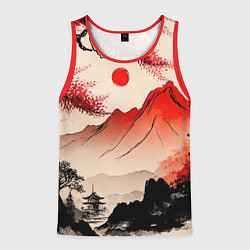 Майка-безрукавка мужская Японский традиционный пейзаж, цвет: 3D-красный