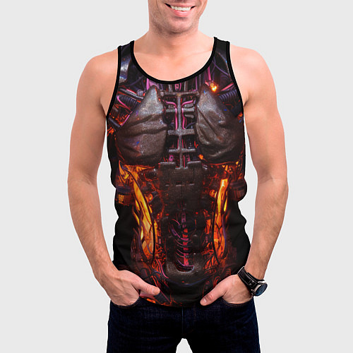 Мужская майка без рукавов Тело киборга киберпанк / 3D-Черный – фото 3