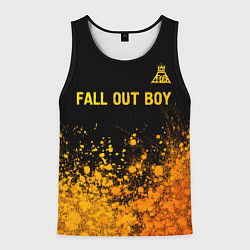 Майка-безрукавка мужская Fall Out Boy - gold gradient: символ сверху, цвет: 3D-черный