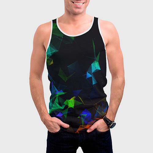 Мужская майка без рукавов Midjourney Цветные осколки геометрии / 3D-Белый – фото 3
