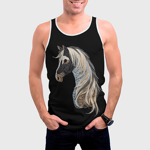 Мужская майка без рукавов Вышивка Лошадь / 3D-Белый – фото 3