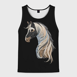 Майка-безрукавка мужская Вышивка Лошадь, цвет: 3D-черный