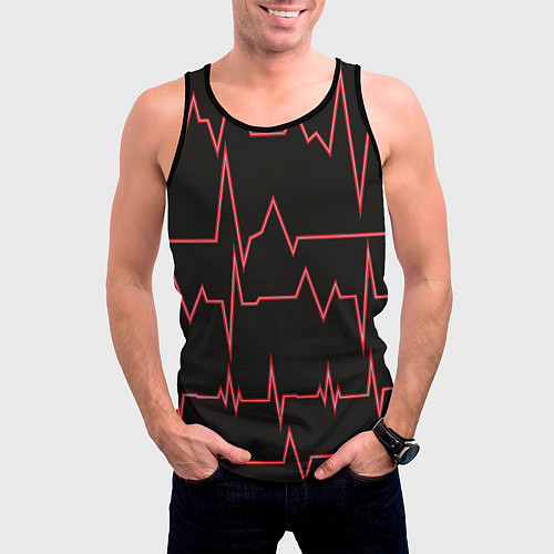 Мужская майка без рукавов Мой пульс / 3D-Черный – фото 3
