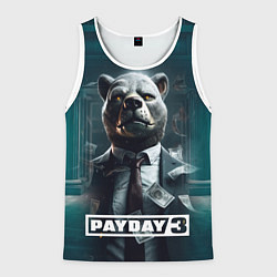 Майка-безрукавка мужская Payday 3 bear, цвет: 3D-белый