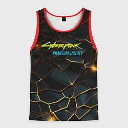 Майка-безрукавка мужская Cyberpunk 2077 phantom liberty gold abstract, цвет: 3D-красный