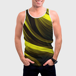 Майка-безрукавка мужская Черные и желтые линии, цвет: 3D-белый — фото 2