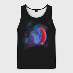 Майка-безрукавка мужская Космический арбуз-луна, цвет: 3D-черный