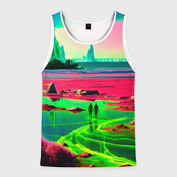 Майка-безрукавка мужская Кислотный мир, цвет: 3D-белый