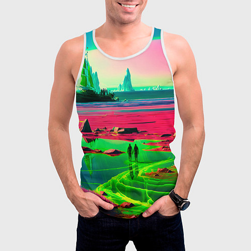 Мужская майка без рукавов Кислотный мир / 3D-Белый – фото 3