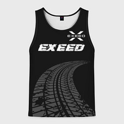 Мужская майка без рукавов Exeed speed на темном фоне со следами шин: символ