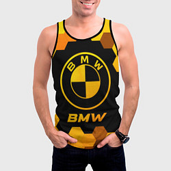 Майка-безрукавка мужская BMW - gold gradient, цвет: 3D-черный — фото 2