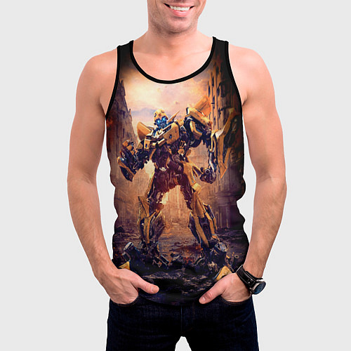 Мужская майка без рукавов Трансформеры: Бамблби / 3D-Черный – фото 3